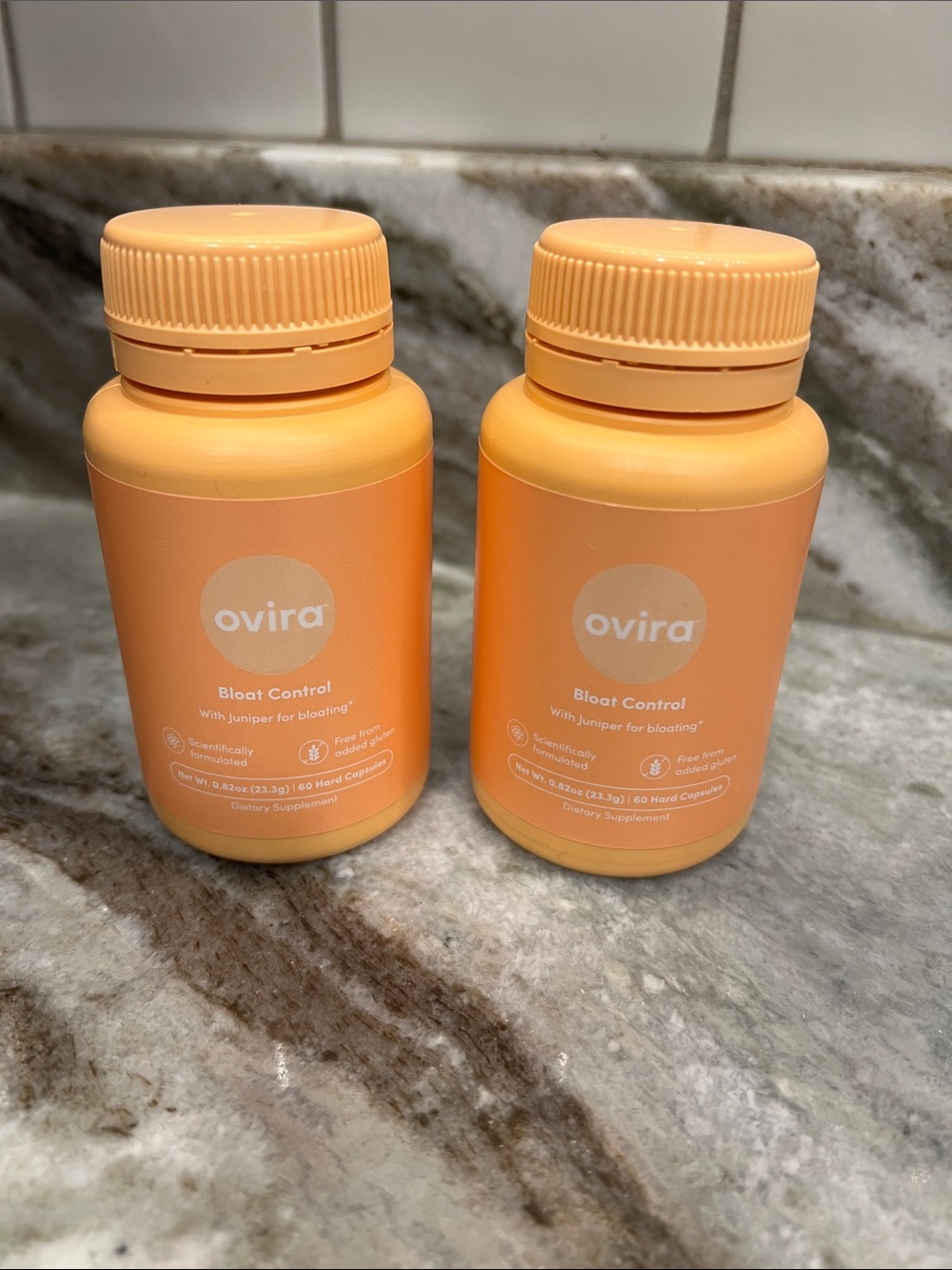 Ovira Bloat Control Supplement - Peach/Coral Bottles (2)